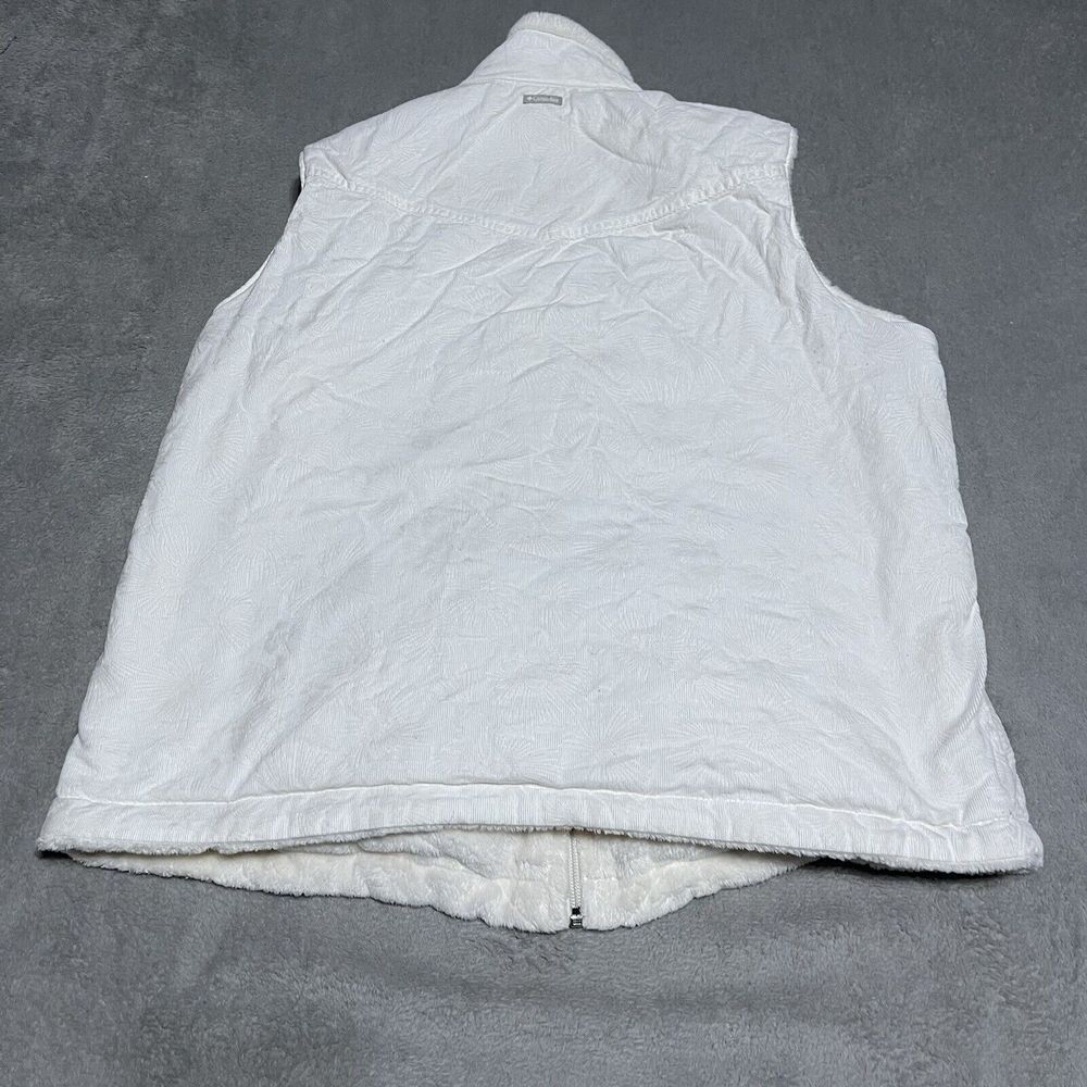 Columbia Vest Womens XL Ivory Fleece Corduroy Reversible Full Zip Activewear - Picture 9 of 9